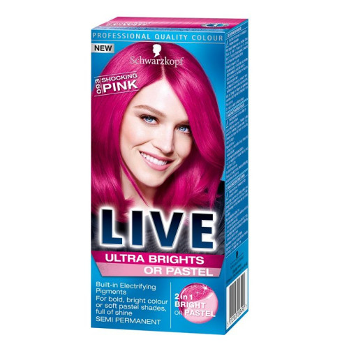 Live Ultra Brights or Pastel Hair Dye Lasting Up to 15 Washes Color 093 Shocking Pink