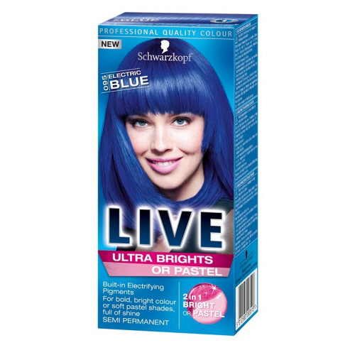 Live Ultra Brights or Pastel Hair Dye Lasting Up to 15 Washes Color 095 Electric Blue