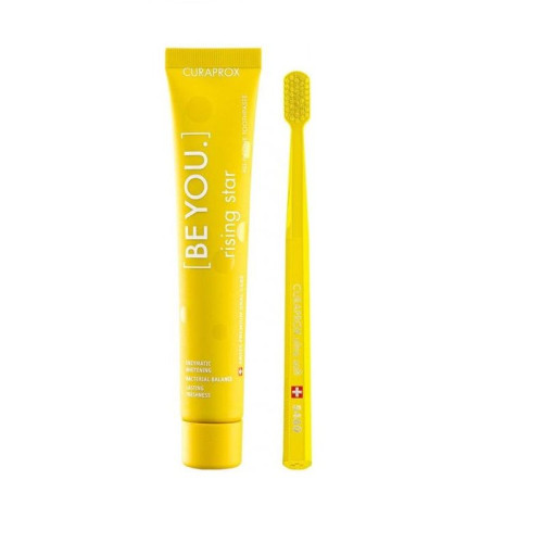 Curaprox Rising Star Promo Set Toothbrush and Whitening Toothpaste with Grapefruit and Bergamot Flavor