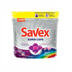 Savex Super Caps 2-in-1 Color Concentrated Laundry Detergent for Washing Colored Fabrics 10 Capsules