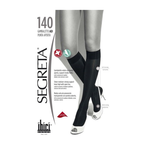 Segreta Gambaletto Ad 140 Women's open-toe Socks with Medium Compression Color Chamois Size 5 1 pc