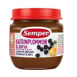 Semper Puree Blue Plum and Pear for Children 4+ Months 4.41 oz (125 g) - 9500