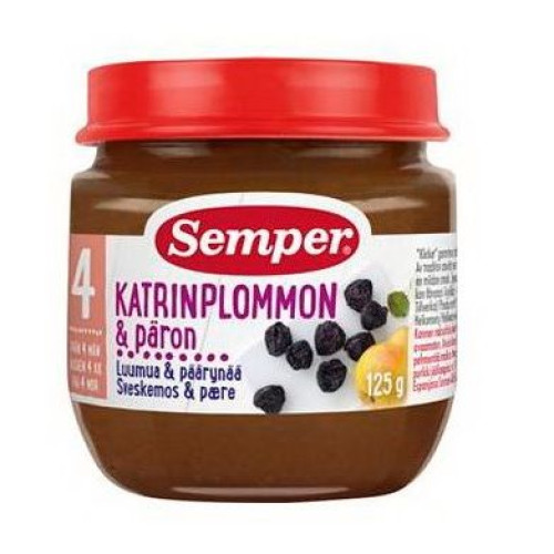 Semper Puree Blue Plum and Pear for Children 4+ Months 4.41 oz (125 g) - 9500