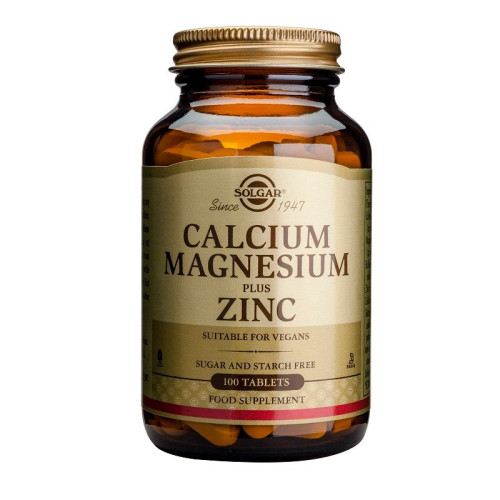 Solgar Calcium Magnesium + Zinc for Healthy Bones and Muscles 500 mg 100 Tablets