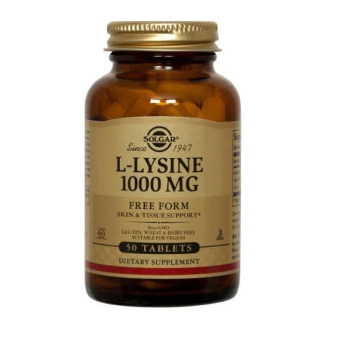 Solgar L-Lysine for Skin Problems Herpes and Eczema 1000 mg 50 Tablets