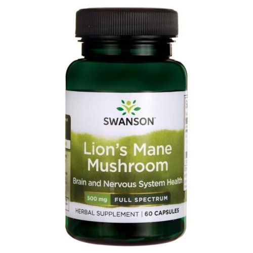 Swanson Full Spectrum Lion's Mane Mushroom for Health and Calmness 500 mg 60 Capsules