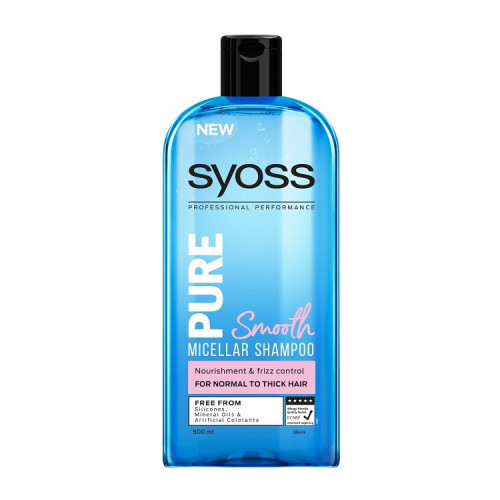 Syoss Pure Smooth Micellar Shampoo for Normal to Thick Hair 16.91 fl oz (500 ml)