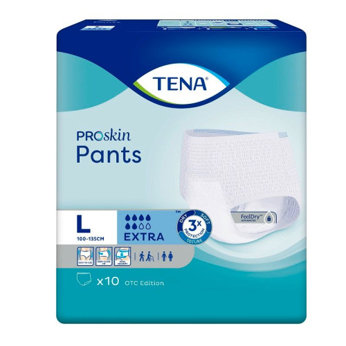 Tena Pants Extra Absorbent Disposable Underwear 6 Drops Size L 10 pcs