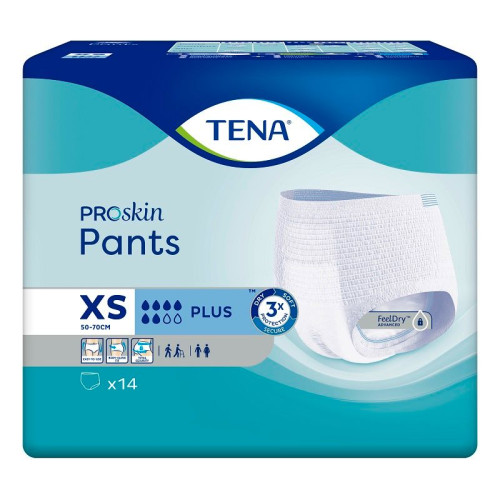 Tena Pants Plus Absorbent Disposable Underwear 6 Drops Size XS 14 pcs
