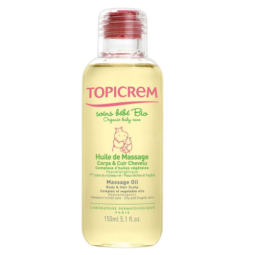 Topicrem Massage Oil for Babies for Body and Scalp for Dry and Sensitive Skin 5.07 fl oz (150 ml)