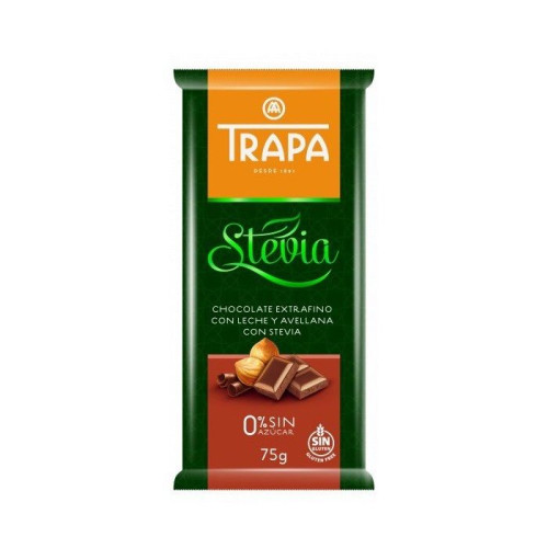 Trapa Milk Chocolate with Hazelnuts and Stevia Gluten-Free 2.65 oz (75 g)