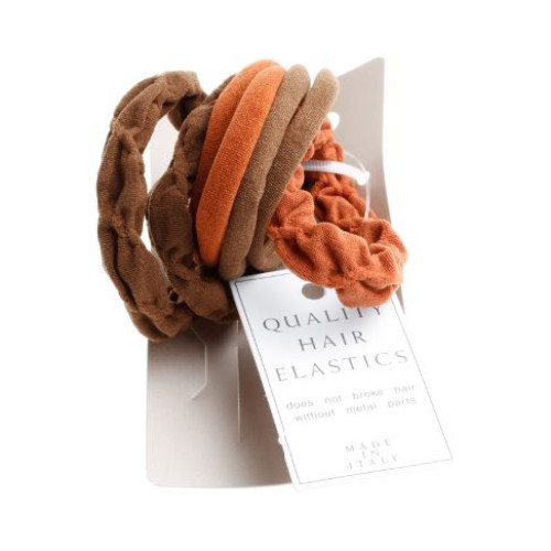 Trisa Hair Ties Brown Orange 7 pcs