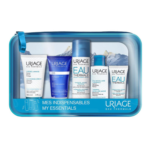 Uriage Travel Kit for Daily Hydrating and Cleansing Care with Free Toiletry Bag