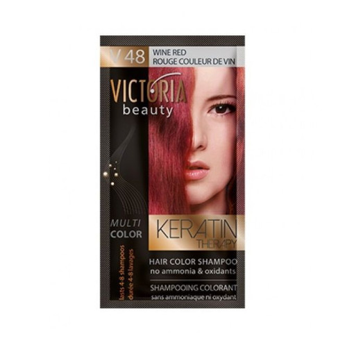 Victoria Multi Color Hair Color Shampoo Color V48 Wine Red 1.35 fl oz (40 ml)