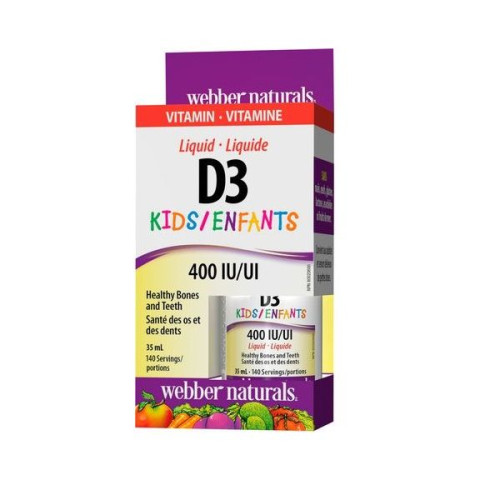Webber Naturals Vitamin D3 for Healthy Teeth and Bones for Children 400 i.u. 1.18 fl oz (35 ml)