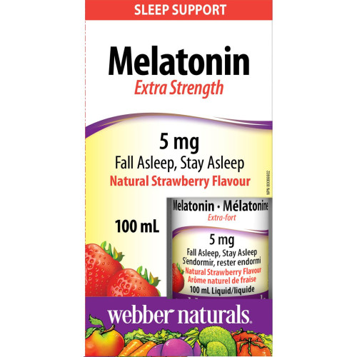 Webber Naturals Melatonin for Insomnia and Stress 5 mg 3.38 fl oz (100 ml)
