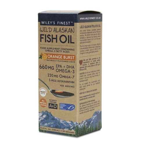 Wiley’s Finest Wild Alaskan Fish Oil Orange Burst Omega-3-7-9 Fish Oil with Astaxanthin Syrup 8.45 fl oz (250 ml)