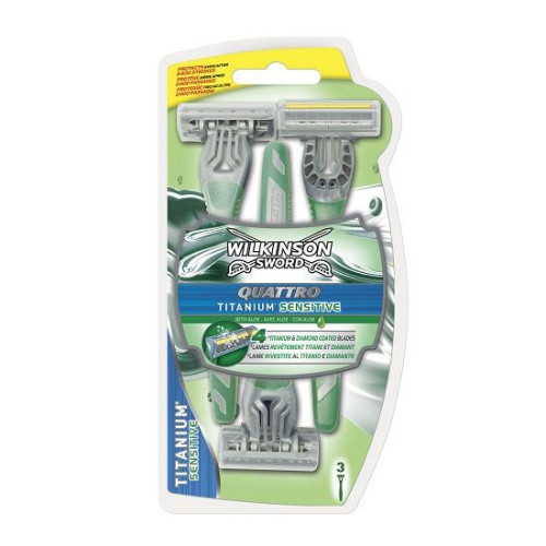 Wilkinson Sword Qattro Titanium Sensitive Razor for Men 3 pcs