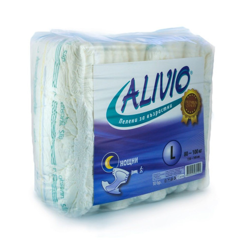 Alivio Night Diapers for Adults 176.4-220.5 lb (80-100 kg) Size L 10 pcs