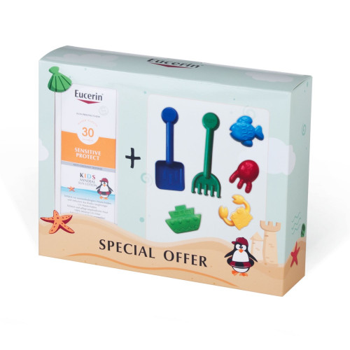 Eucerin Sensitive Protect Promo Set for Children Mineral Sunscreen Lotion with Micropigments SPF 30+ + Beach Toys