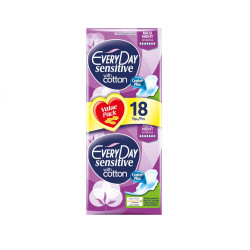 Everyday Sensitive Maxi Night Duo Women's Sanitary Pads 18 pcs