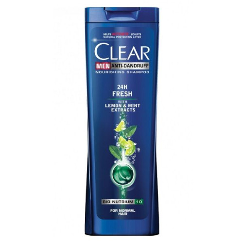 Clear Men 24 Hours Fresh Anti-Dandruff Shampoo for Men with Lemon and Mint Extracts 8.45 fl oz (250 ml)