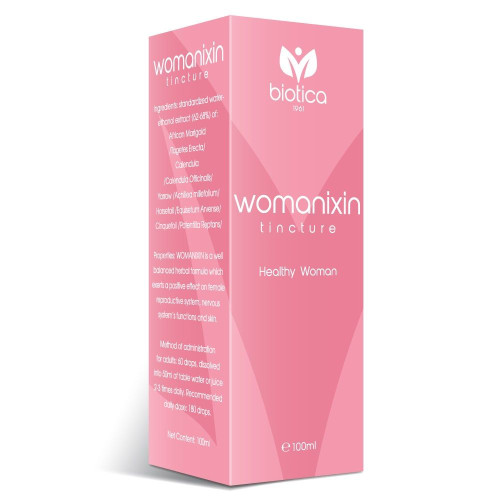 Biotica Womanixin Natural Tincture for Discharge and Female Problems with Herbs 3.38 fl oz (100 ml)