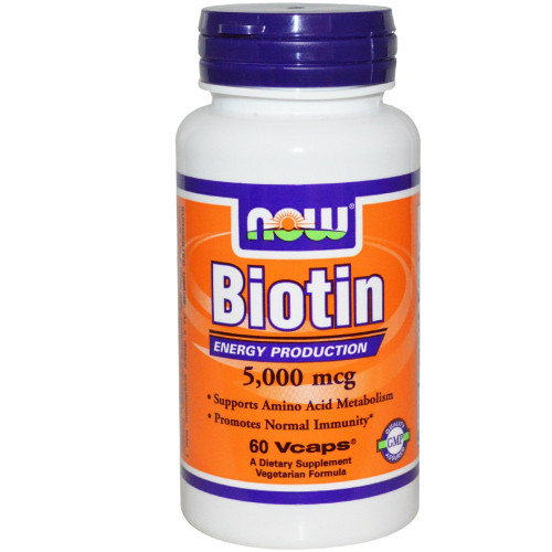 Now Foods Biotin Vitamin B7 for Hair Loss for Healthy Skin Hair and Nails 5000 mcg 60 Capsules