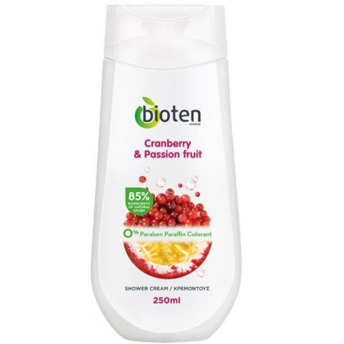 Bioten Cranberry and Passion Fruit Shower Cream with Cranberry Passion Fruit and Shea Butter 8.45 fl oz (250 ml)