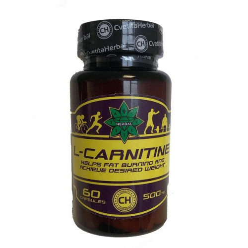 Cvetita Herbal L-Carnitine Food Supplement for Reducing Subcutaneous Fat 500 mg 60 Capsules