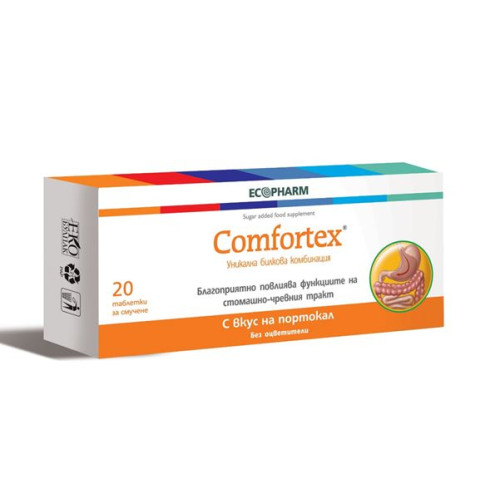Ecopharm Comfortex Lozenges for Fast Metabolism in Cases of Heaviness and Pain in the Abdomen Orange 20
