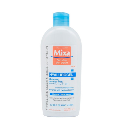 Mixa Hyalurogel Soothing Micellar Cleansing Milk for Makeup Removal 13.53 fl oz (400 ml)