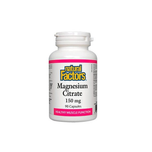 Natural Factors Magnesium Citrate for Healthy Bones and Muscle Cramps 150 mg 90 Capsules