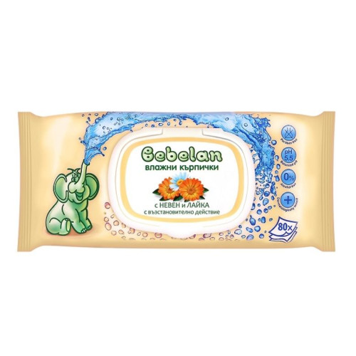 Bebelan Baby Wet Wipes for Soothing and Drying with Calendula and Chamomile Scent 80 pcs