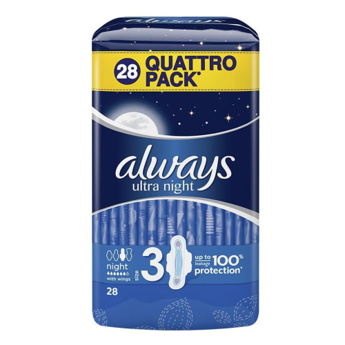 Always Ultra Night Nighttime Sanitary Pads with Delicate Texture 28 pcs