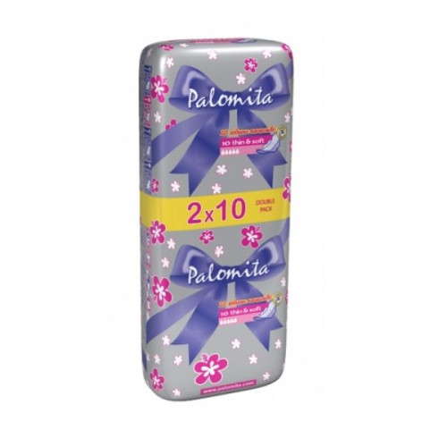 Palomita Thin and Soft Duo Sanitary Pads for a Peaceful Night's Sleep Double Set 20 pcs