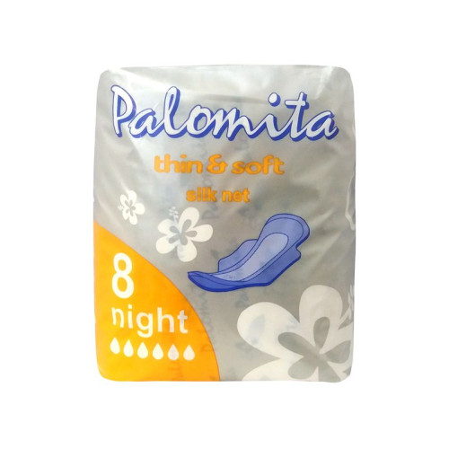 Palomita Thin and Soft Nighttime Sanitary Pads for a Peaceful Night's Sleep with Silk 8 pcs