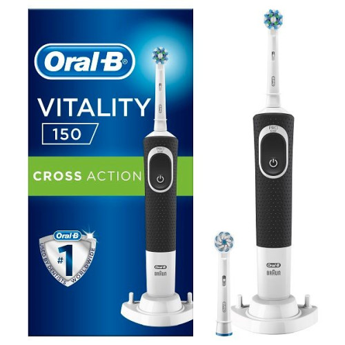 Oral-B Vitality Cross Action Electric Toothbrush with Timer for Daily Use Black 1 pc
