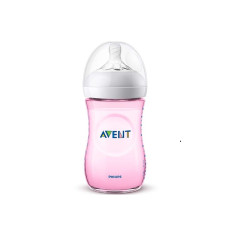 Philips Avent Natural Natural Slow Pink Bottle with three-hole Teat for Children 1+ Months for Feeding 8.79 fl oz (260 ml)