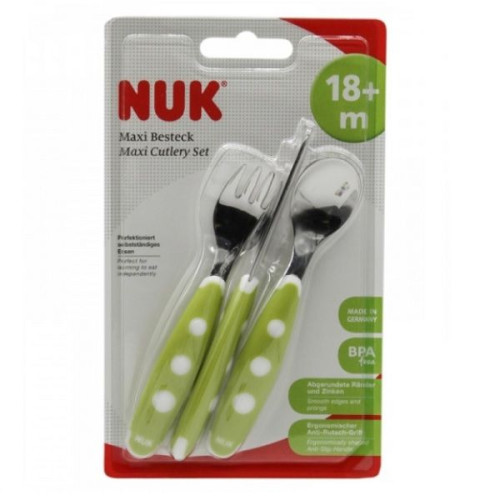 Nuk Set of Metal Cutlery Fork Knife and Spoon for Children 18+ Months