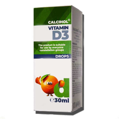 Omega Vita Calcihol Calcihol Vitamin D3 Drops for a Healthy Body and Strong Immunity 1.01 fl oz (30 ml)