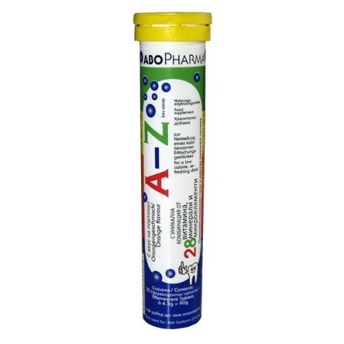 Abopharma A to Z Vitamins and Minerals for Fatigue and Stress 20 Effervescent Tablets