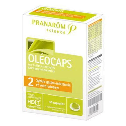 Pranarom Oleocaps 2 for a Healthy Stomach and Urinary Tract 30 Capsules
