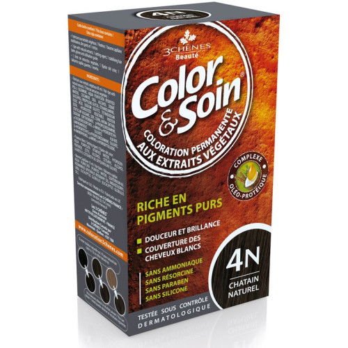 3Chenes Color and Soin Ammonia-Free Hair Dye Color 4N Natural Chestnut 4.56 fl oz (135 ml)