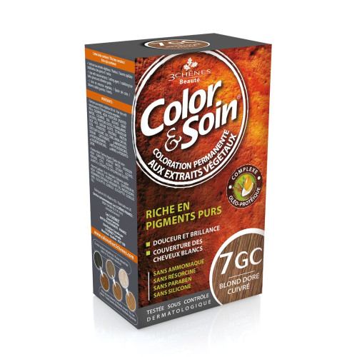 3Chenes Color and Soin Ammonia-Free Hair Dye Color 7GC Golden Copper Blonde 4.56 fl oz (135 ml)