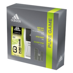 Adidas Pure Game Promo Set for Men After Shave Lotion Deodorant Spray and Shower Gel