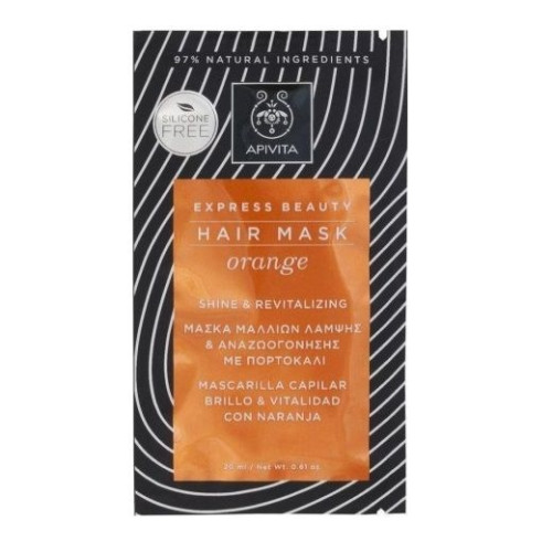Apivita Express Orange Revitalizing Hair Mask with Orange 0.68 fl oz (20 ml)