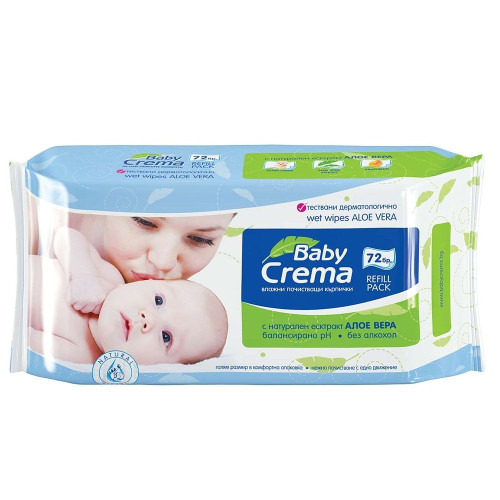 Baby Crema Baby Wet Wipes with Aloe Vera Extract 72 pcs