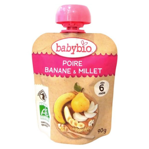 Babybio Pear Banana and Millet Fruit Mousse for Children 6+ Months 3.17 oz (90 g)