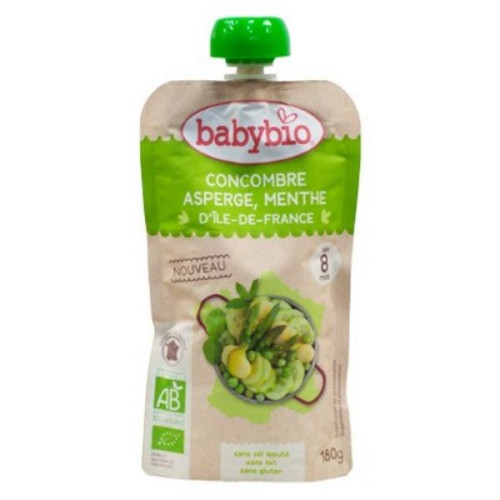 Babybio Organic Cream Soup with Cucumber Asparagus Peas and Mint for Children 8+ Months 6.35 oz (180 g)